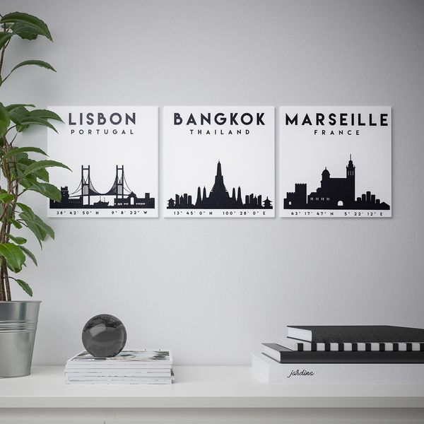 Картина ПЬЕТТЕРИД, Силуэты городов 3 (30x30 см) - схема-чертеж с размерами