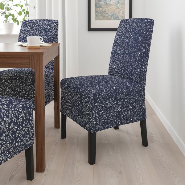 Стул с чехлом средней длины, черный Ryrane темно-синий IKEA BERGMUND БЕРГМУНД 293.842.53 - фото 7
