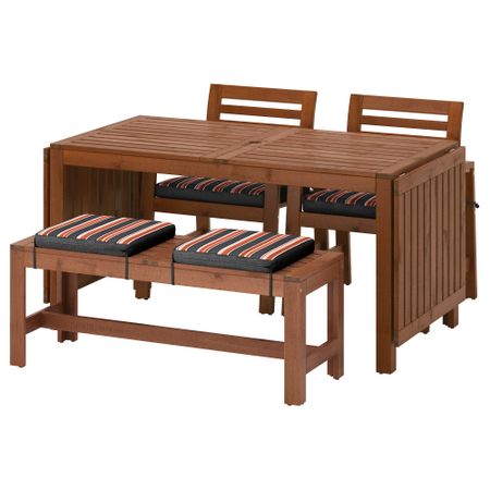 Стол + 2 кресла + скамья ЭПЛАРО, коричневая морилка, Экерон черный