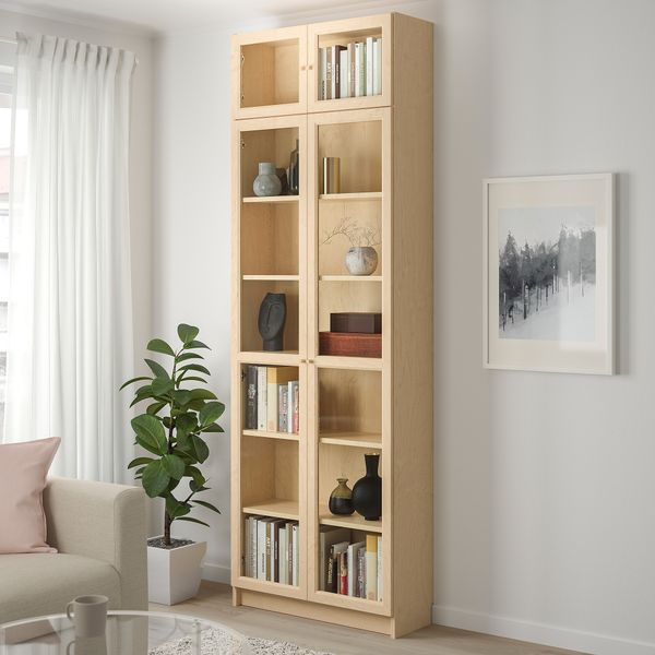 Стеллаж, 80x30x237 см, березовый шпон IKEA BILLY БИЛЛИ, OXBERG ОКСБЕРГ 392.177.58 - фото 3