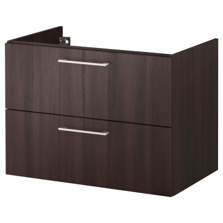 Шкаф для раковины с 2 ящиками ГОДМОРГОН, черно-коричневый черно-коричневый