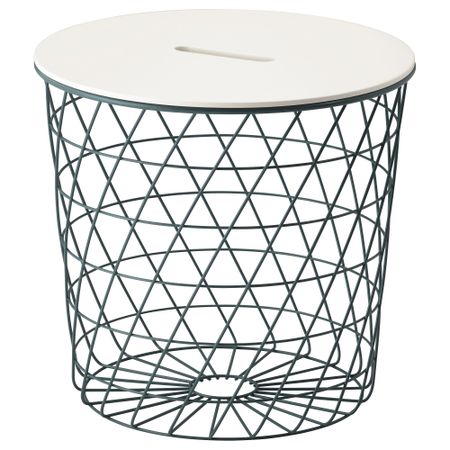 Столик с отделениями для хранения КВИСТБРУ, бирюзовый (44 см)