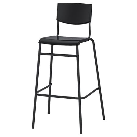 Стул барный, черный/черный 74 см IKEA STIG СТИГ 304.984.23