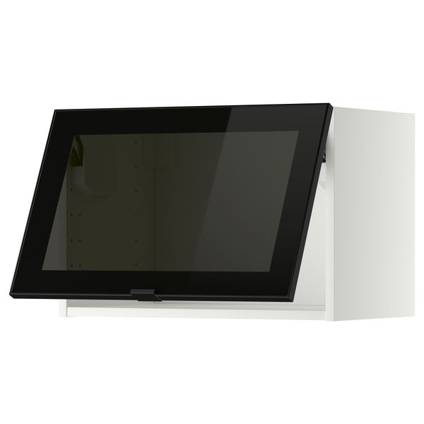 Горизонтальный навесной шкаф со стеклянной дверью МЕТОД, белый, Ютис дымчатое стекло - схема-чертеж с размерами