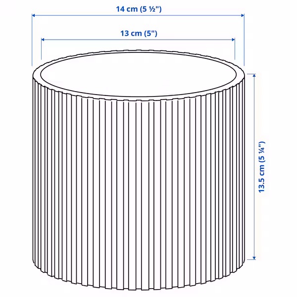 DAKSJUS ДАКСЬЮС Горшок цветочный - темно-зеленый 12 см - схема-чертеж с размерами