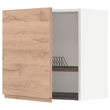 Навесной шкаф с сушилкой, белый/Воксторп под дуб 60x60 см IKEA METOD МЕТОД 794.467.91