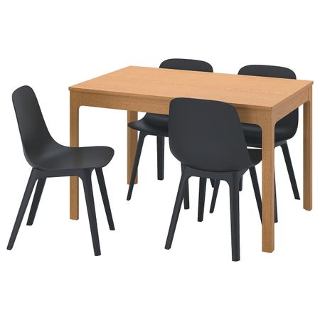 Стол и 4 стула, дуб/антрацит 120/180 см IKEA EKEDALEN ЭКЕДАЛЕН / ODGER ОДГЕР 294.830.26