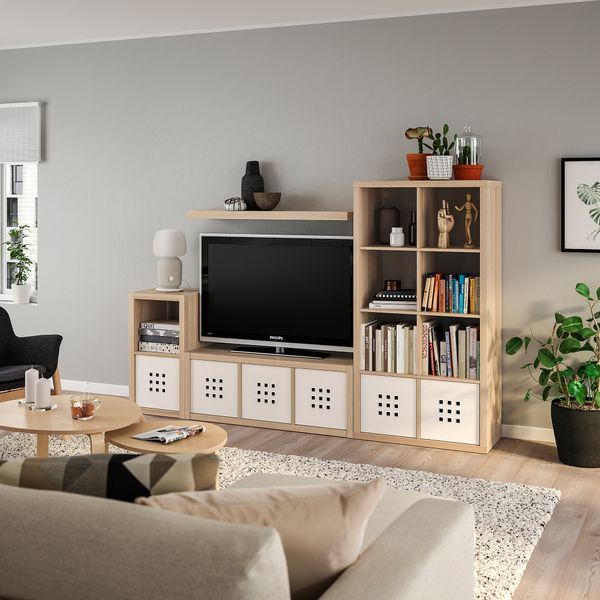 Комбнц для хранения с полками, под беленый дуб, 231x39x147 см IKEA LACK ЛАКК, KALLAX КАЛЛАКС 494.172.19 - фото 3