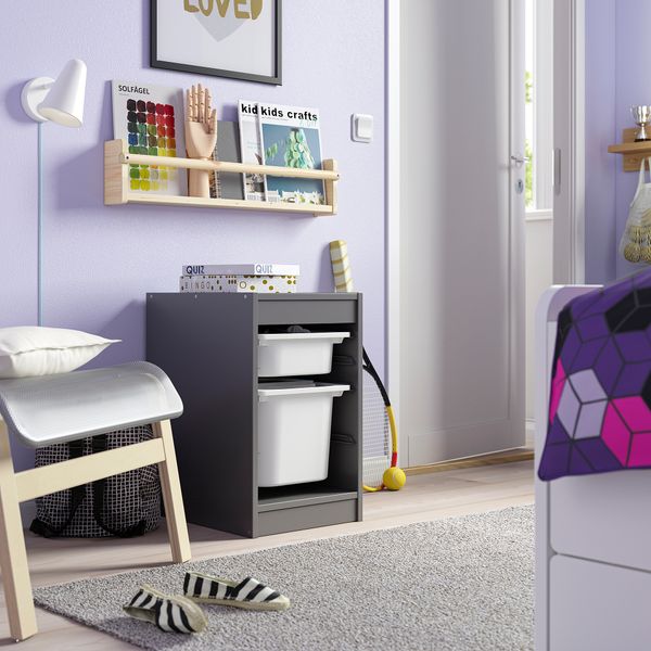 Комбинация для хранения + контейнеры, серый-белый, 34x44x56 см IKEA TROFAST ТРУФАСТ 795.733.07 - фото 2