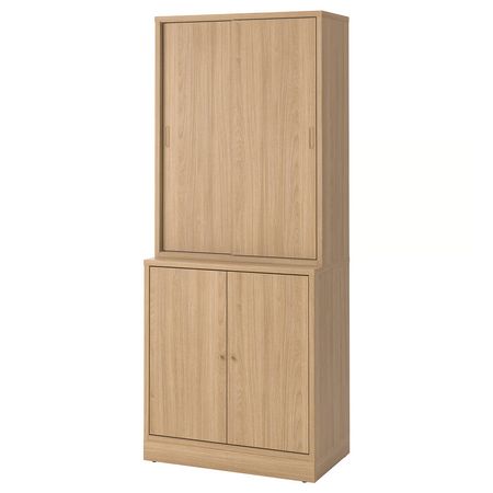 TONSTAD Комбинация для хран с раздв дверц - дубовый шпон 82x47x201 см