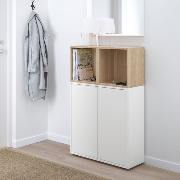 Комбинация шкафов с ножками, белый/под беленый дуб 70x25x107 см IKEA EKET ЭКЕТ 392.864.93 - фото 3