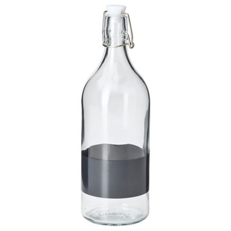 Бутылка с пробкой, прозрачное стекло, черный, 1 л IKEA KORKEN КОРКЕН 605.798.80
