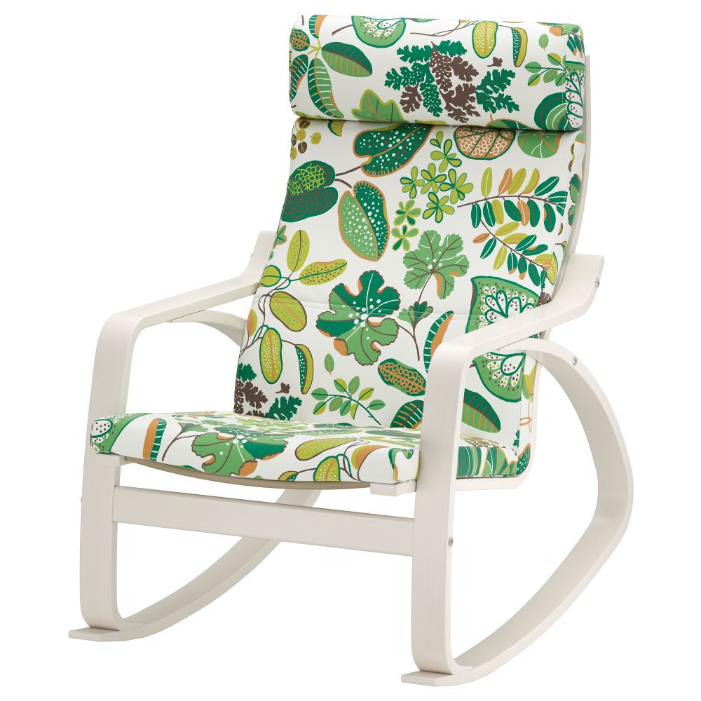 Кресло-качалка ПОЭНГ, белый, Симмарп зеленый - фото 1