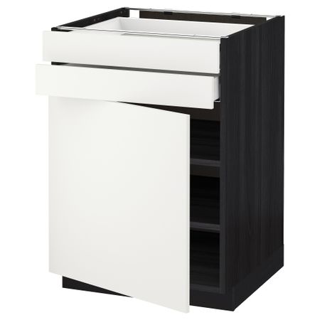 Напольный шкаф с дверцей, 2 ящиками МЕТОД / МАКСИМЕРА, черный, Хэггеби белый