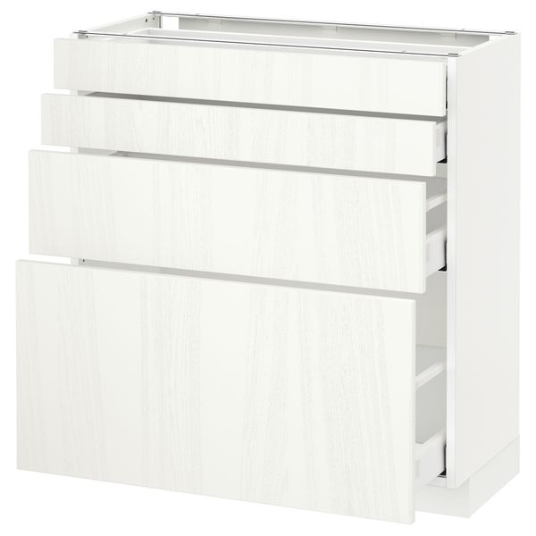 Напольный шкаф 4 фронтальных панели, 4 ящика МЕТОД / МАКСИМЕРА, белый, Росдаль белый - схема-чертеж с размерами