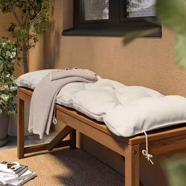 KUDDARNA Подушка на садовую скамью - светлый серо-бежевый 120x40 см - схема-чертеж с размерами