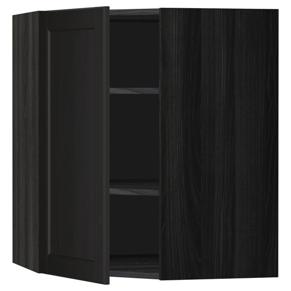 Угловой навесной шкаф с полками МЕТОД, черный, Лаксарби черно-коричневый - схема-чертеж с размерами