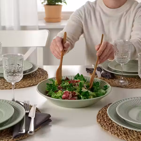 STRIMMIG Блюдо - каменная керамика бледный серо-зеленый 29 см - схема-чертеж с размерами