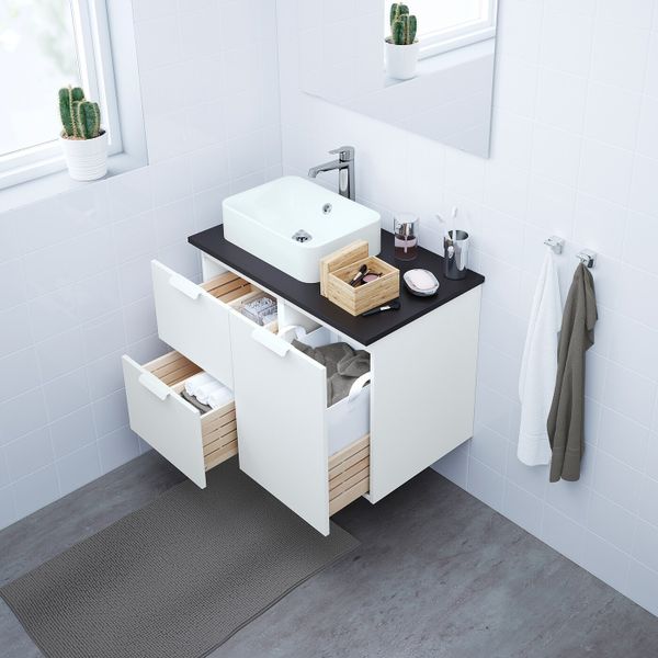 Шкаф с раковиной 45x32 см, белый/антрацит БРОГРУНД смеситель 82x49x72 см IKEA ГОДМОРГОН/ТОЛКЕН / ХОРВИК 593.255.92 - фото 2