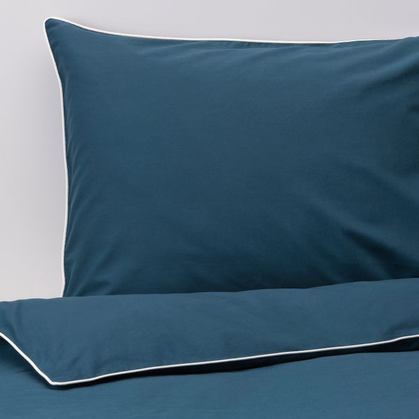 Пододеяльник и наволочка, темно-синий/белый 150x200/50x70 см IKEA KUNGSBLOMMA КУНГСБЛОММА 304.659.84 - фото 3