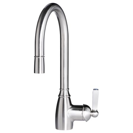 Смеситель кухонный, 1 рычаг ЭЛЬВЕРДАМ, выдвижной, цвет нержавеющей стали