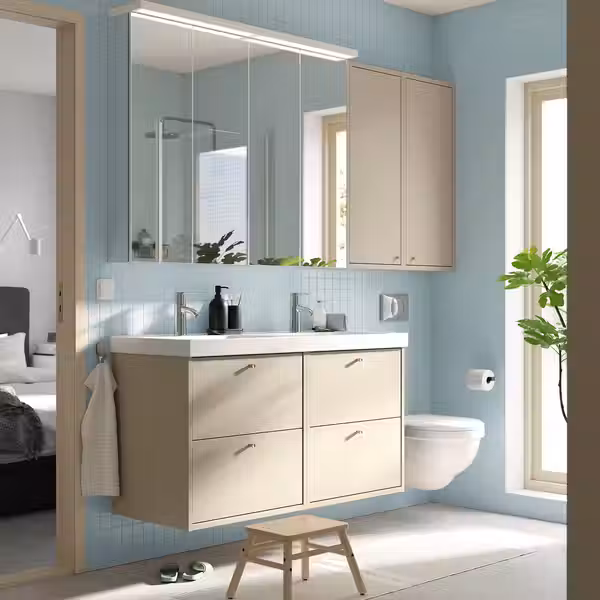 HAVBÄCK Навесной шкаф с дверцей - бежевый 40x15x95 см - фото 2