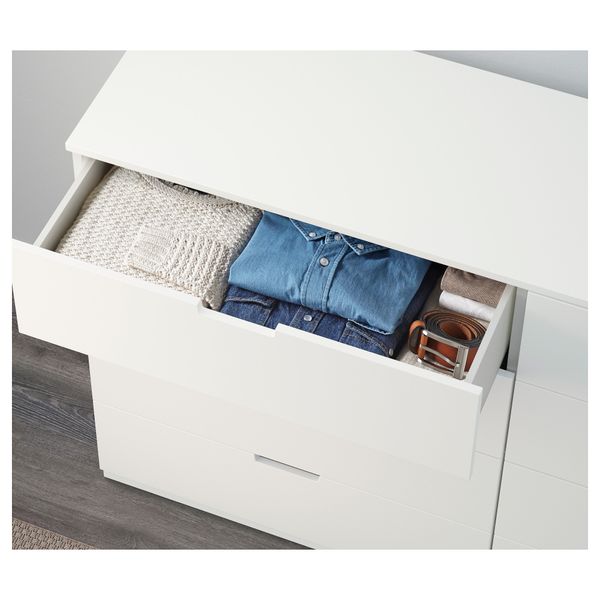 Комод с 8 ящиками НОРДЛИ, белый (160x97 см) - схема-чертеж с размерами