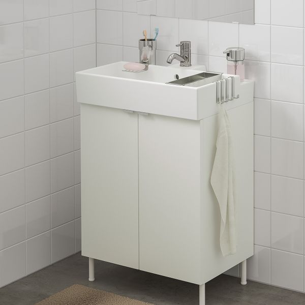 Шкаф под раковину с 2 дверц, белый/ПИЛКОН смеситель 61x41x87 см IKEA LILLÅNGEN ЛИЛЛОНГЕН 093.999.48 - фото 2