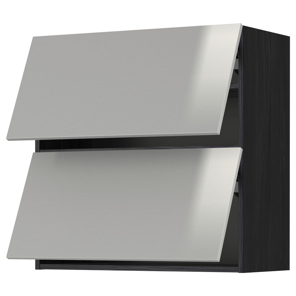 Навесной шкаф, 2 дверцы, горизонтальный МЕТОД, черный, Гревста нержавеющ сталь - схема-чертеж с размерами