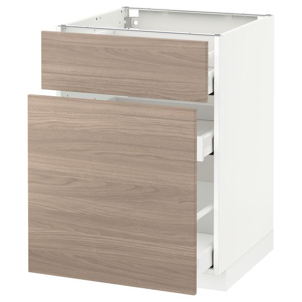 Напольный шкаф, выдвижной секцией, ящик МЕТОД / МАКСИМЕРА, белый, Брокхульт светло-серый - схема-чертеж с размерами