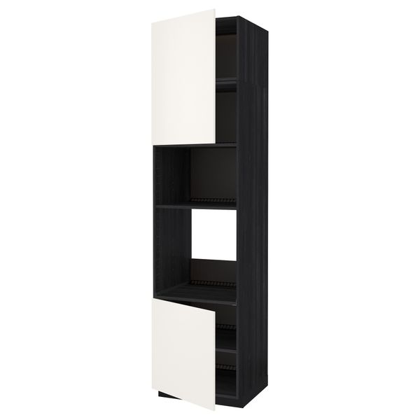 Высокий шкаф для духовки/СВЧ, 2 дверцы, полки МЕТОД, черный, Веддинге белый - схема-чертеж с размерами