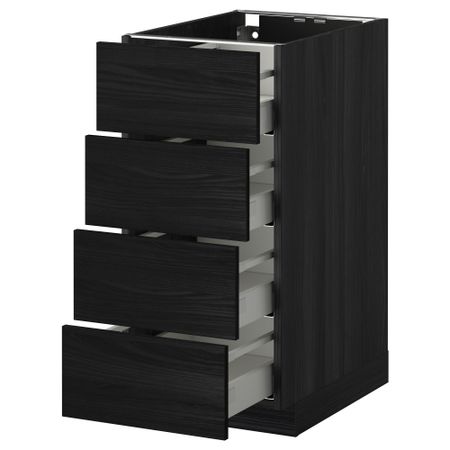 Напольный шкаф 4 фронтальных панели, 4 ящика МЕТОД / МАКСИМЕРА, черный, Тингсрид черный