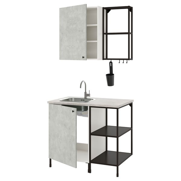 Кухня, 103x63.5x222 см, антрацит, под бетон IKEA BEGIVENHET БЕГИВЕНХЕТ 693.370.14 - фото 1