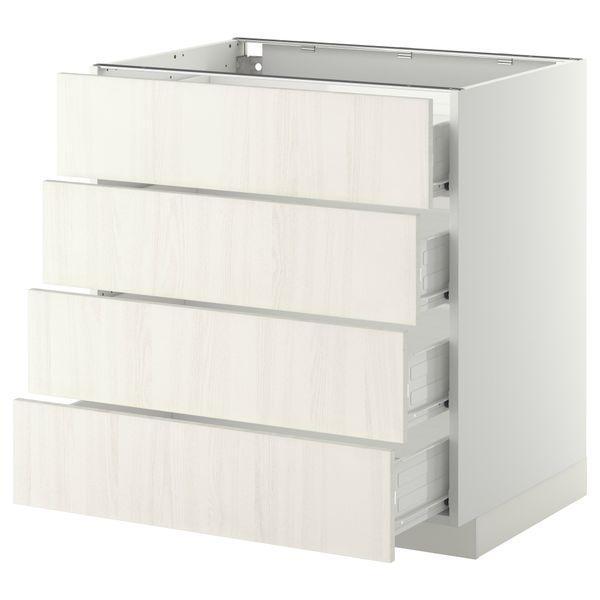 Напольный шкаф 4 фронтальных панели, 4 ящика МЕТОД / ФОРВАРА, белый, Росдаль белый - схема-чертеж с размерами