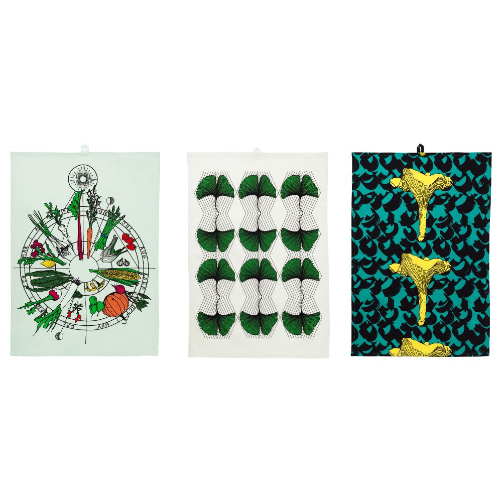 Полотенце кухонное АНВЭНДБАР, различные орнаменты бирюзовый, голубой (50x70 см) - фото 1