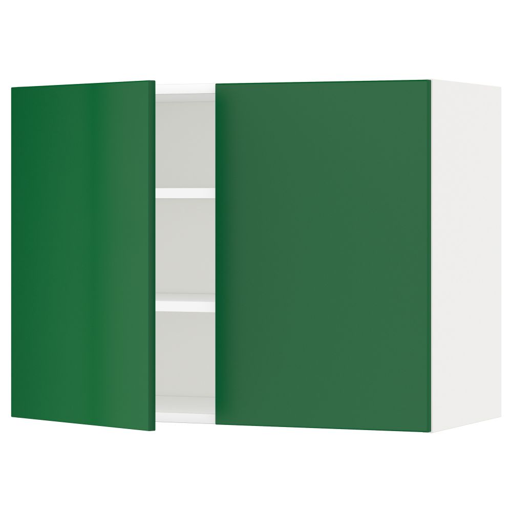 Навесной шкаф с полками, 2 дверцы МЕТОД, белый, Флэди зеленый - схема-чертеж с размерами