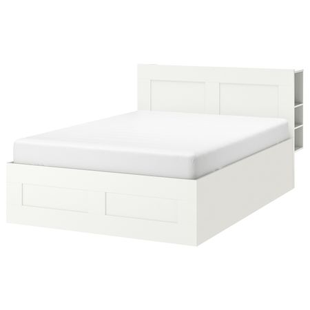 Кровать с подъемным механизмом, белый 160x200 см IKEA BRIMNES БРИМНЭС 393.988.91