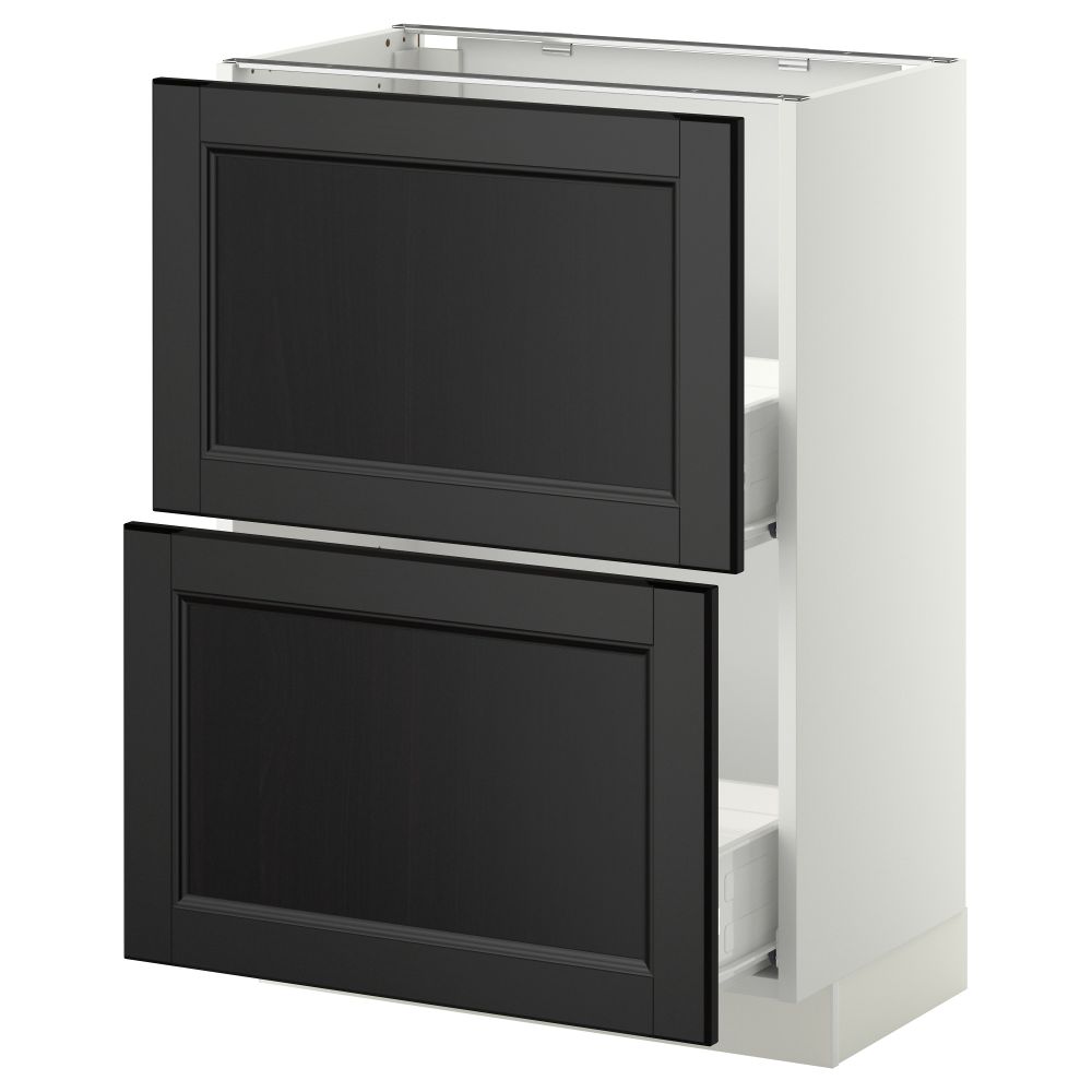 Напольный шкаф с 2 ящиками МЕТОД / ФОРВАРА, белый, Лаксарби черно-коричневый - схема-чертеж с размерами