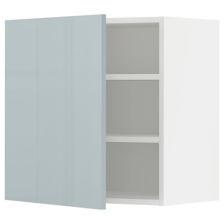 Навесной шкаф с полками, 60x60 см, белый, Kallarp серо-синий светлый IKEA METOD МЕТОД 994.791.39
