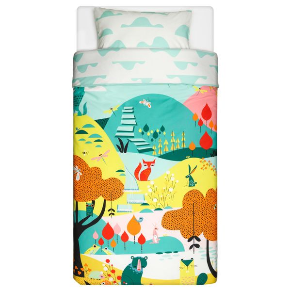 Пододеяльник и 1 наволочка, сад, разноцветный, 150x200/50x70 см IKEA ЛАТТО 303.508.98 - фото 3