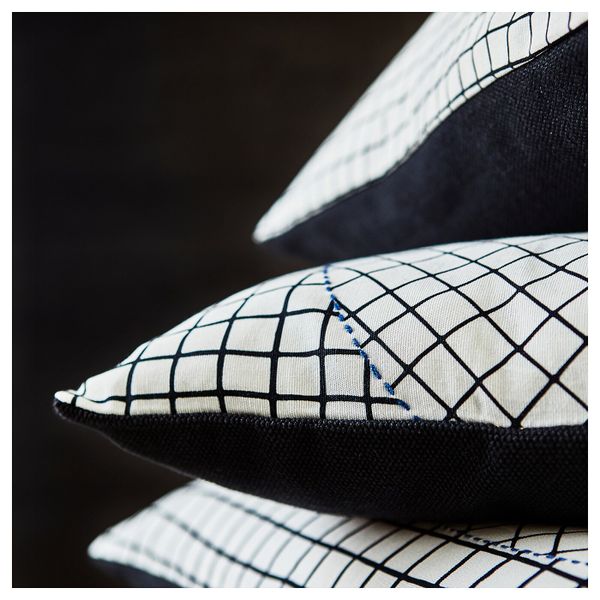 Чехол на подушку, ручная работа белый, черный 40x65 см IKEA ХАНТВЕРК 704.499.54 - схема-чертеж с размерами