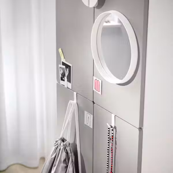 SMÅSTAD Гардероб - белый серый/с 2 платяными штангами 60x42x181 см - фото 5