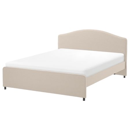 Каркас кровати с обивкой, Лофаллет бежевый 140x200 см IKEA HAUGA ХАУГА 005.063.30