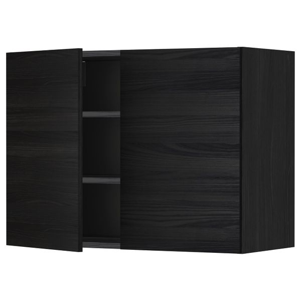 Навесной шкаф с полками/2дверцы, черный, Тингсрид черный 80x60 см IKEA МЕТОД 792.322.62 - схема-чертеж с размерами