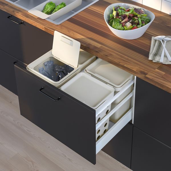 Контейнер для органических отходов+крышка, светло-серый 10 л IKEA HÅLLBAR ХОЛЛБАР 404.338.84 - фото 6