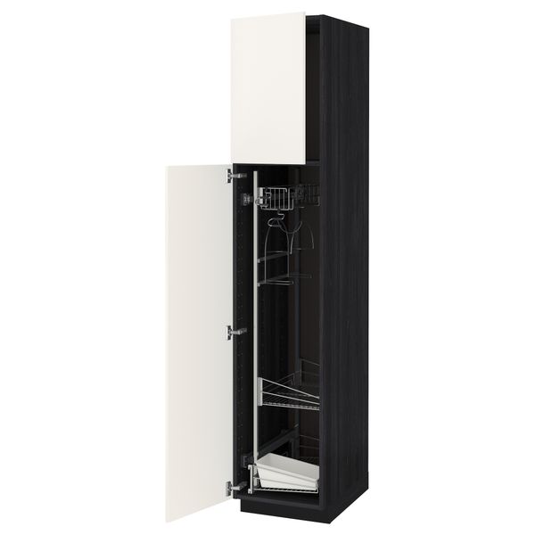 Высокий шкаф с отделением для аксессуаров, для уборки МЕТОД, черный, Веддинге белый - схема-чертеж с размерами
