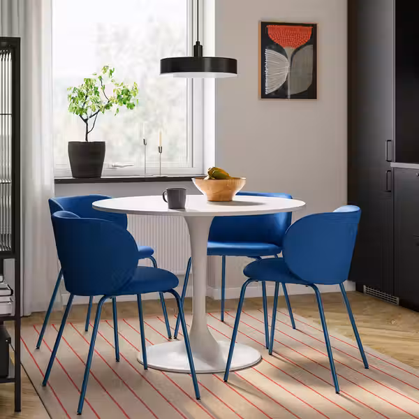 DOCKSTA / KRYLBO КРЮЛБО Стол и 4 стула - белый/синий 103 см - фото 2