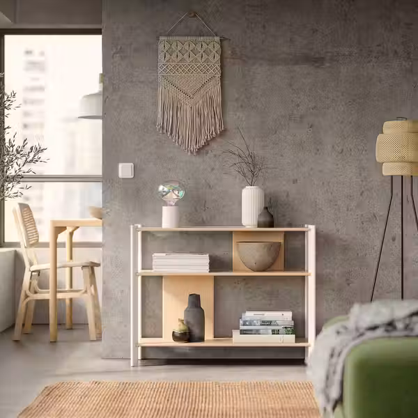 JÄTTESTA ЭТТЕСТА Придиванный столик - белый/светлый бамбук 95x30 см - фото 5