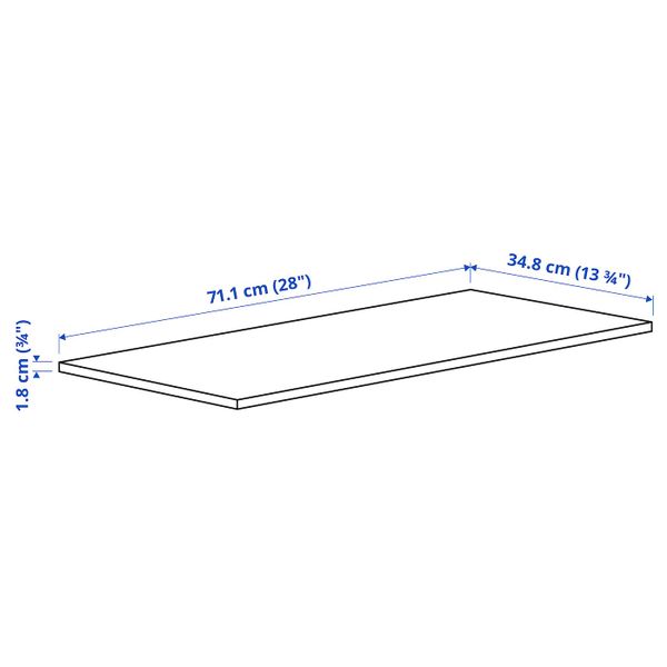 Полка, белый 75x35 см IKEA KOMPLEMENT КОМПЛИМЕНТ 002.779.94 - схема-чертеж с размерами