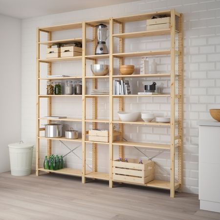 3 секции/полки, сосна 219x30x226 см IKEA IVAR ИВАР 492.483.73